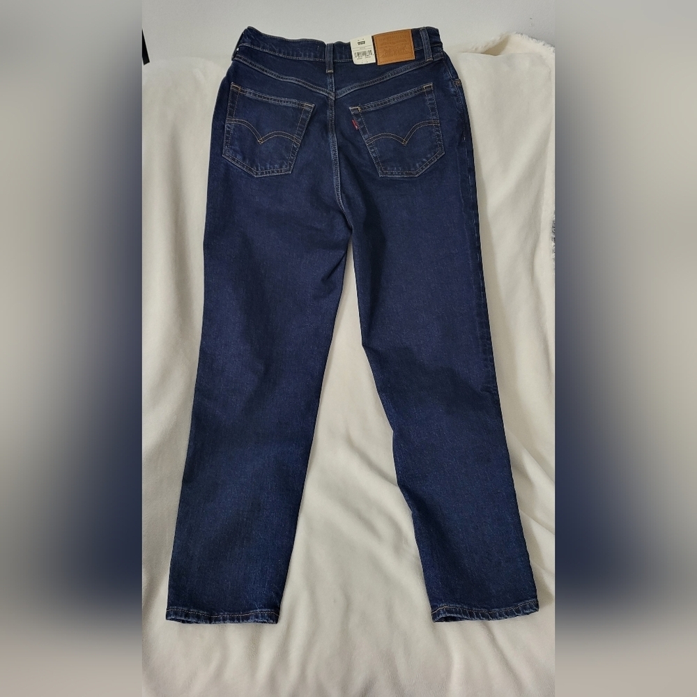Levi's Premium Mom Jeans Relaxed Fit High Rise Stretch Blue Dark Wash Women's - Picture 9 of 16